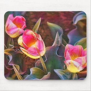 Pretty Pink Tulips Art Mouse Pad