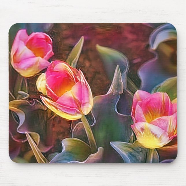 Pretty Pink Tulips Art Mouse Pad (Front)