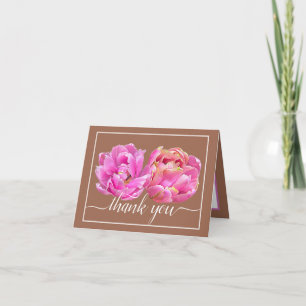 Pretty Pink Tulips Chic Floral Bouquet Thank You Card