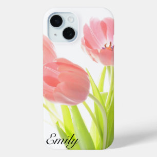 Pretty Pink Tulips   Custom Floral iPhone 15 Case