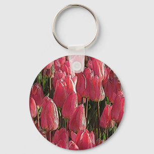 Pretty Pink Tulips Key Ring