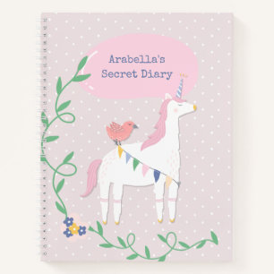 Pretty Pink Unicorn Girl's Secret Diary Notebook