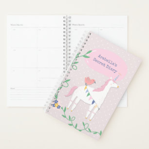 Pretty Pink Unicorn Girl's Secret Diary Planner