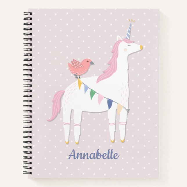 Pretty Pink Unicorn Girl's Write & Draw Story Notebook (Front)