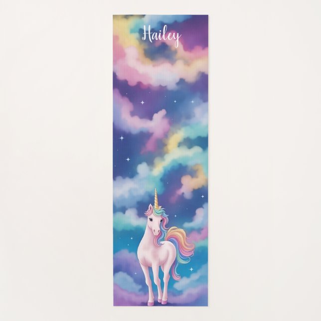 Pretty Pink Unicorn Kids Yoga Mat (Front)
