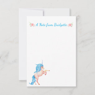 Pretty PInk Unicorn Personalised Floral Card