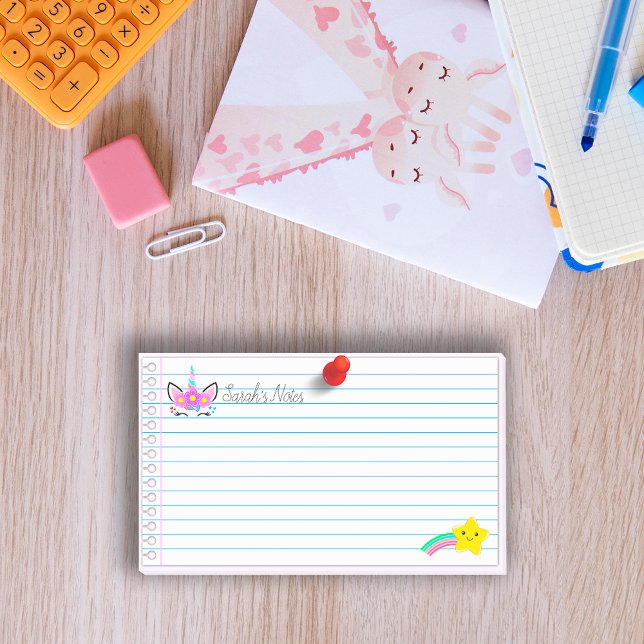 Pretty Pink unicorn & rainbow shooting star 10"x6" Post-it Notes (Creator Uploaded)