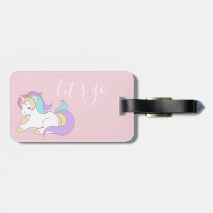 Pretty Pink Unicorn Wanderlust Quote luggage tag