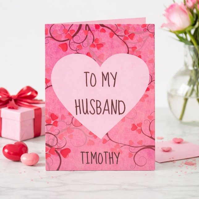 Pretty Pink Valentine Heart for An Amazing Husband Holiday Card (Creator Uploaded)