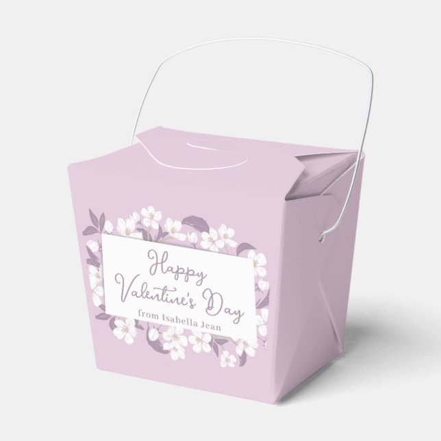 Pretty Pink Valentine's Day Custom Floral Party Favour Box (Front Side)