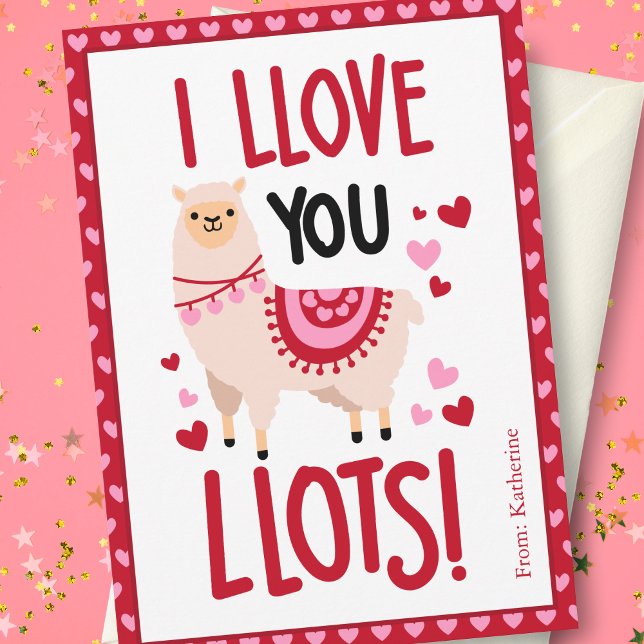 Pretty Pink Valentine's Day Llama Classroom Card (Creator Uploaded)