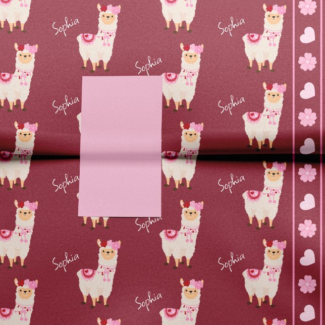 Pretty Pink Valentine's Day Llama Little Girl Name Tissue Paper (Creator Uploaded)
