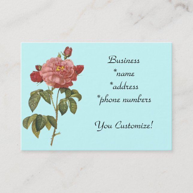 *Pretty Pink Vintage Flower* Business Cards (Front)