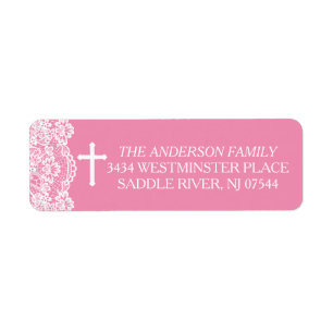 Pretty Pink Vintage Lace Return Address Label