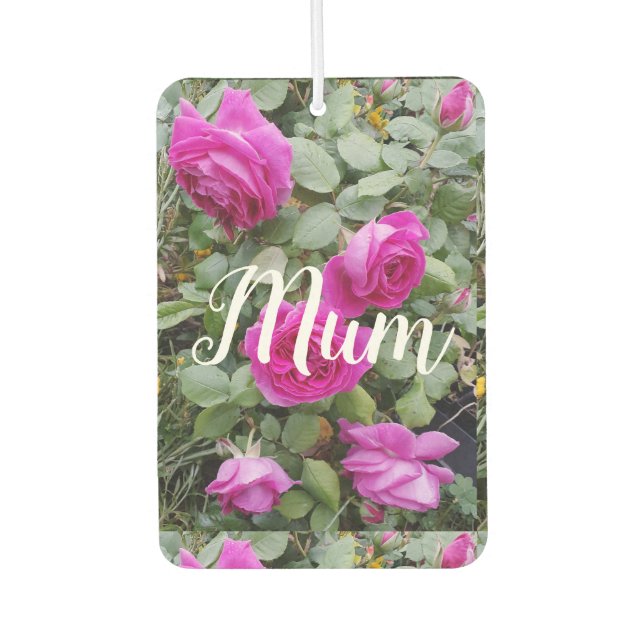 Pretty Pink Vintage Rose Flower Birthday Mum Car Air Freshener (Front)