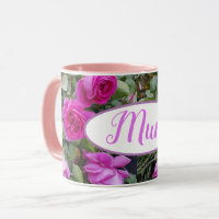 Pretty Pink Vintage Rose Flower Birthday Mum Mug