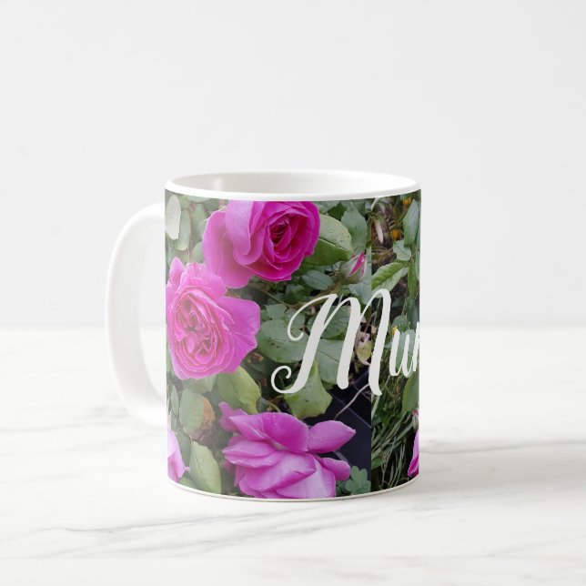 Pretty Pink Vintage Rose Flower Birthday Mum Mug (Front Left)