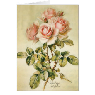 Pretty Pink Vintage Roses Card