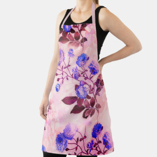 Pretty Pink w/ Purple Floral Print Apron