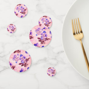 Pretty Pink w/ Purple Floral Print Confetti