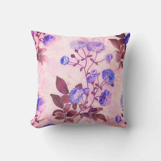 Pretty Pink w/ Purple Floral Print Cushion (Front)