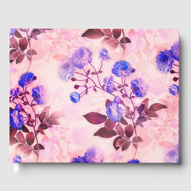 Pretty Pink w/ Purple Floral Print Guest Book (Front)