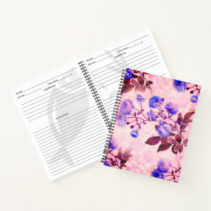 Pretty Pink w/ Purple Floral Print Notebook