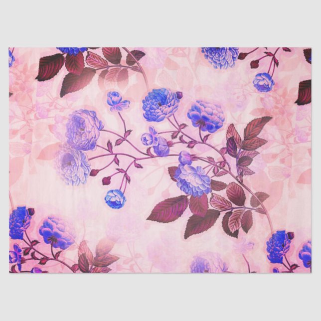 Pretty Pink w/ Purple Floral Print Tissue Paper (Front)