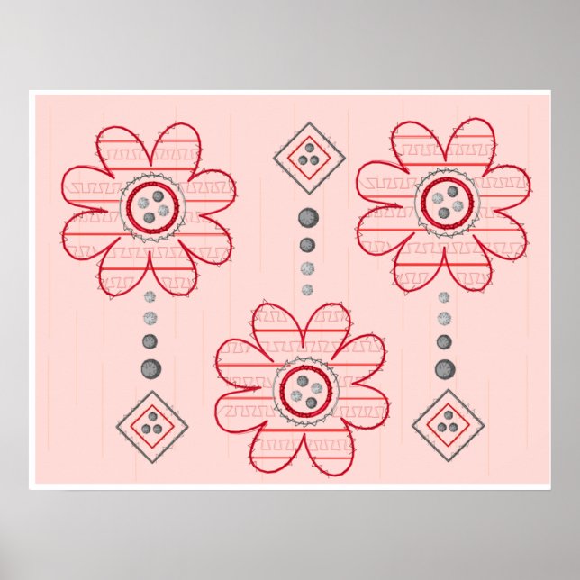 Pretty Pink Wall Flowers Poster Print (Front)