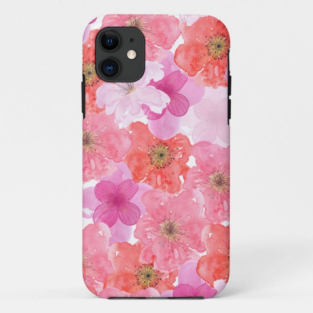 Pretty Pink Watercolor Floral Case-Mate iPhone Case (Back)