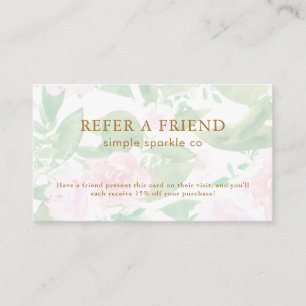 Pretty Pink Watercolor Floral Referral Card