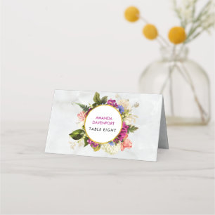 Pretty Pink Watercolor Flowersl Wedding Table Place Card