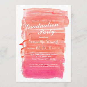 Pretty Pink Watercolor Graduation Party Invitation