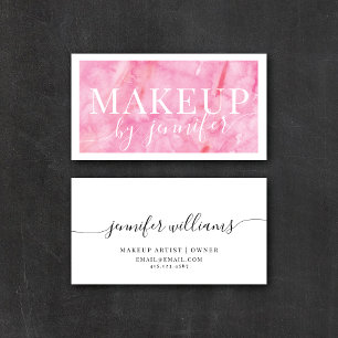 Pretty Pink Watercolor Modern Typography + Script Business Card