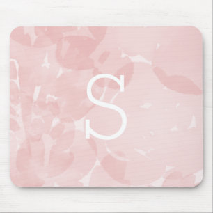 Pretty Pink Watercolor Monogram Mouse Pad