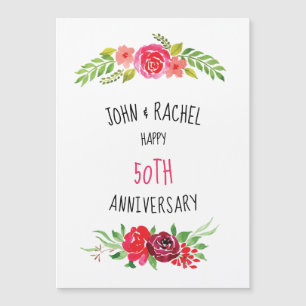 Pretty Pink Watercolor Rose Happy Anniversary Text