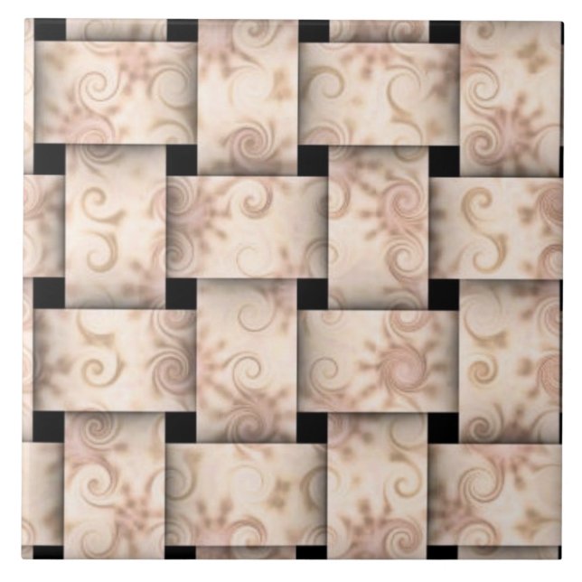 Pretty pink weave  ceramic tile (Front)