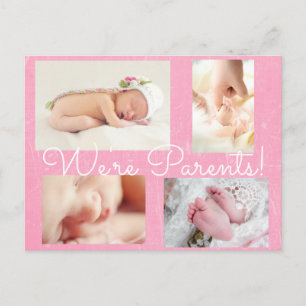 Pretty Pink "We're Parents"  Birth Announcement