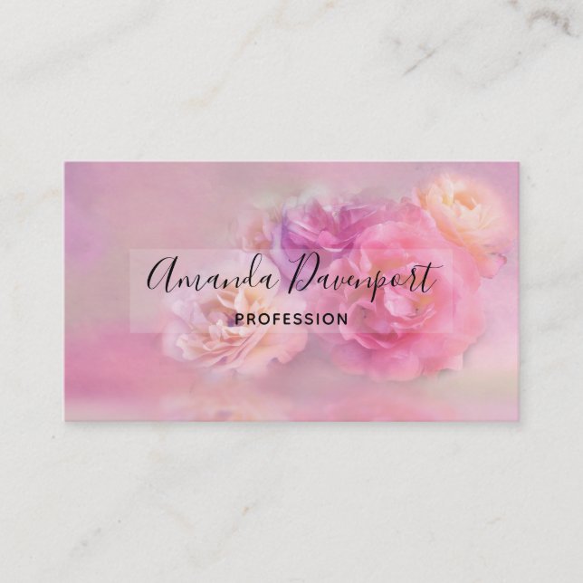 Pretty Pink & White Carnations Photograph Business Card (Front)