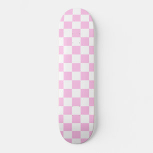 Pretty Pink & White Chequered Skateboard