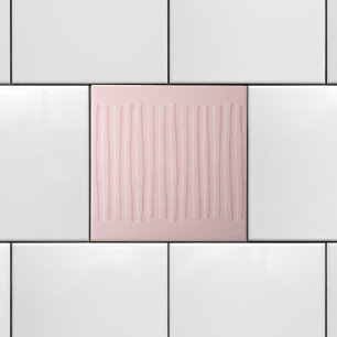 Pretty Pink White Dainty Vertical Stripes  Ceramic Tile