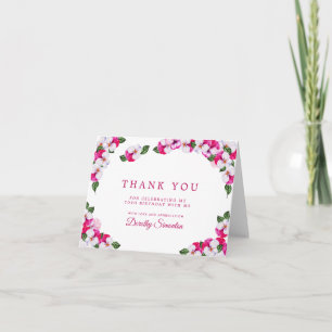 Pretty Pink White Floral 70th Birthday Thank You Card