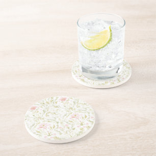 Pretty Pink White Flowers Coaster