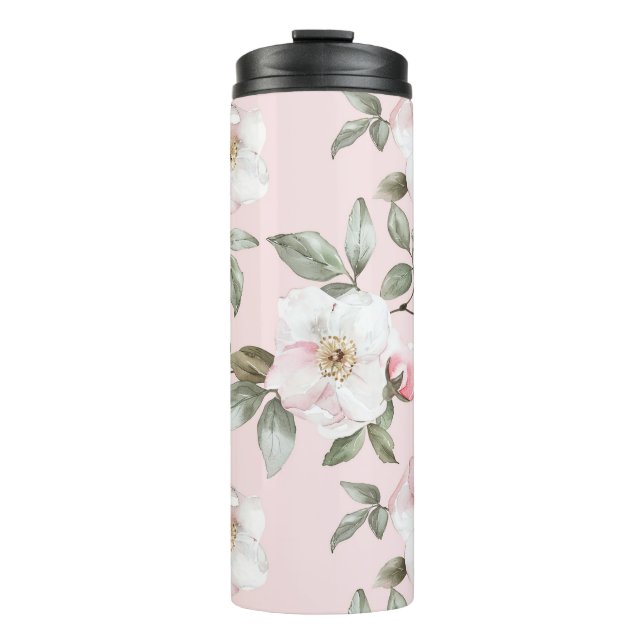 Pretty Pink White Flowers   Thermal Tumbler (Front)