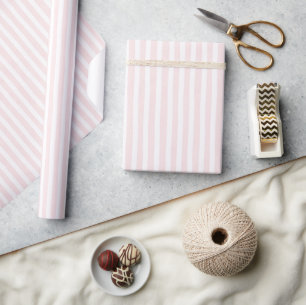Pretty Pink White Stripes Bridal Shower Wrapping Paper
