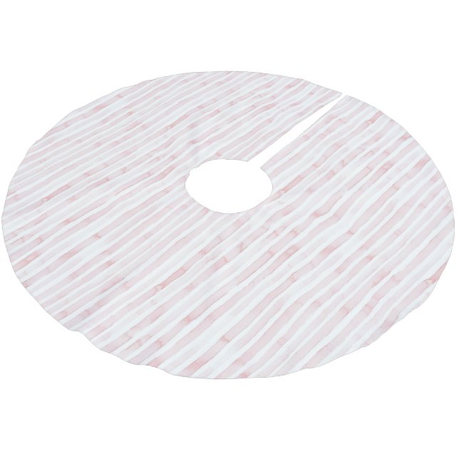 Pretty Pink White Stripes Christmas Brushed Polyester Tree Skirt (Angled)