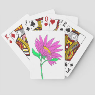 Pretty Pink Whymisical Acrylic Flower Painting Playing Cards