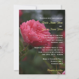 Pretty pink wild rose flower wedding invitation