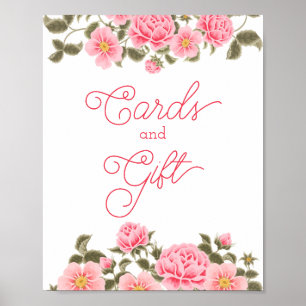 PRETTY PINK WILD ROSES Bridal Shower CARDS & GIFT Poster