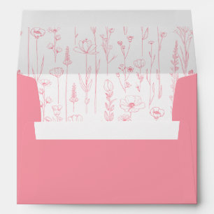 Pretty Pink Wildflower Printed Envelope Interior